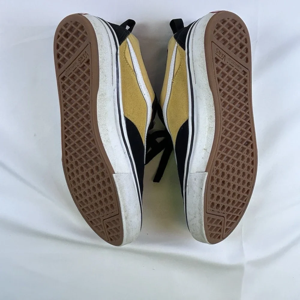 Vans Kyle Walker Pro Skate Shoes Mens‎ 8.5 Black Yellow Suede Canvas Wafflecup